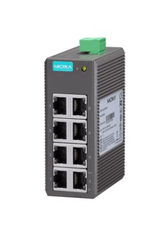 Moxa EDS-208 unmanaged Ethernet switch with 8 10/100BaseT(X) ports, plastic housing, -10 to 60°C operating temperature